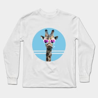 Summer Giraffe Illustration Long Sleeve T-Shirt